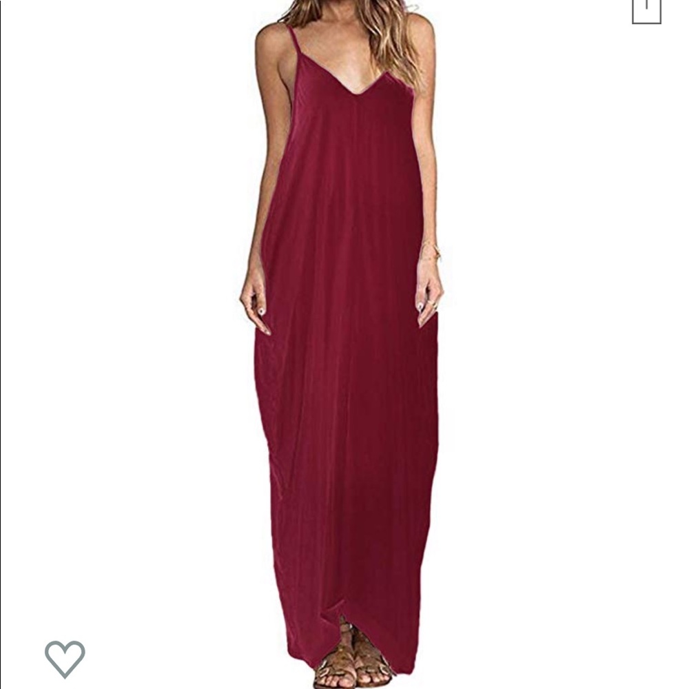 HP! ZANZEA BURGUNDY RED SPAGHETTI STRAP MAXI DRESS